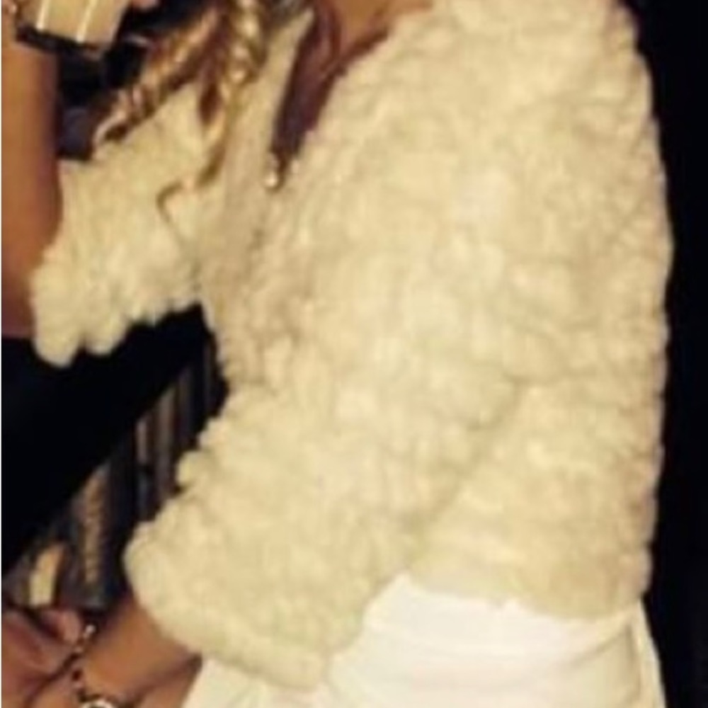 BCBG Maxazria Feather Shrug - Cream, Size S - Picture 3 of 3
